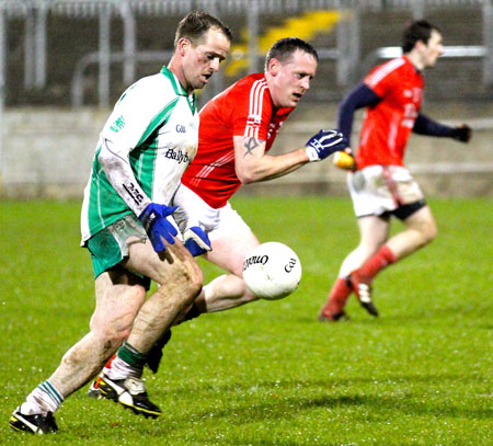 Action from the intermediate football championship semi-final against Naomh Colmcille.