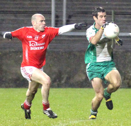 Action from the intermediate football championship semi-final against Naomh Colmcille.