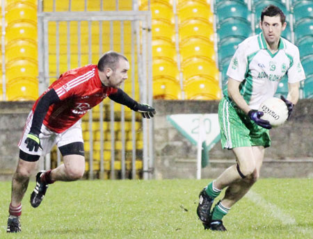 Action from the intermediate football championship semi-final against Naomh Colmcille.