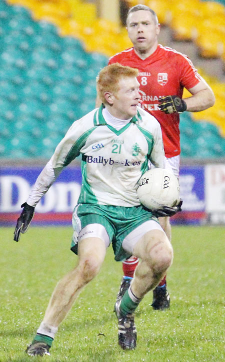 Action from the intermediate football championship semi-final against Naomh Colmcille.