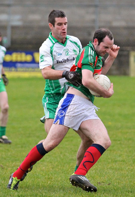 Action from the division three senior reserve football league match against Muff.