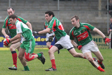 Action from the division three senior reserve football league match against Muff.