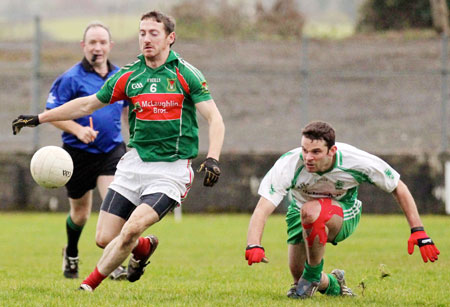 Action from the division three senior reserve football league match against Muff.