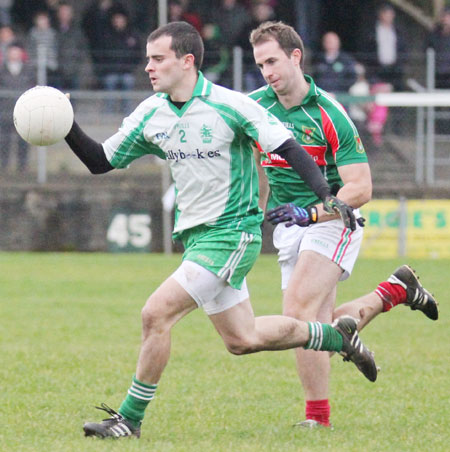 Action from the division three senior reserve football league match against Muff.