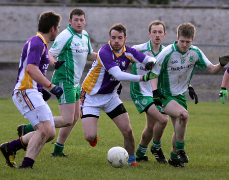 Action from the challenge match between Aodh Ruadh and Derrygonnelly Harps.