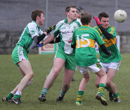 Action from the challenge match between Aodh Ruadh and Urney.