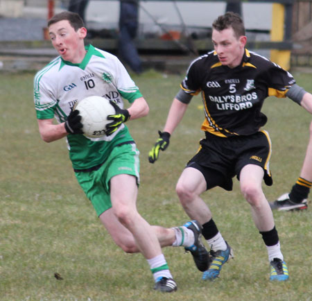 Action from the reserve division 3 senior game against Naomh Padraig, Lifford.