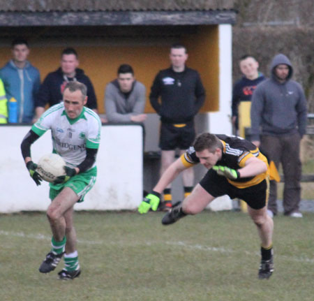 Action from the reserve division 3 senior game against Naomh Padraig, Lifford.