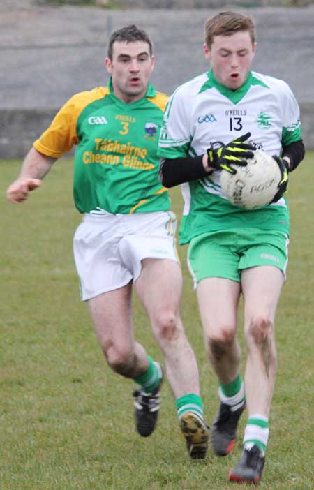 Action from the division three senior football league match against Naomh Columba.