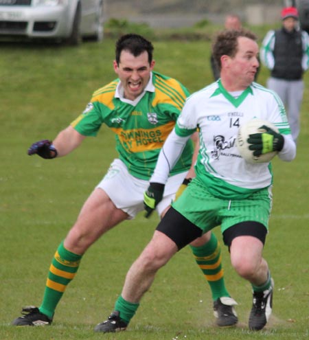 Action from the division three senior football league match against Downings.