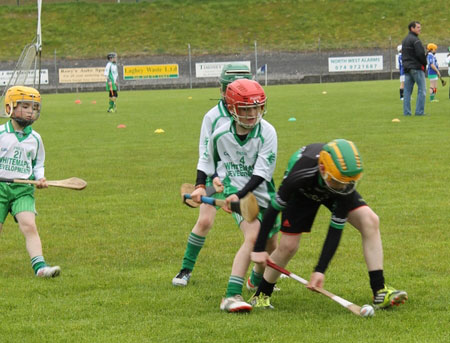 Action from the under 10 hurling blitz in Donegal town.