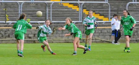 Action from the ladies under 14 match between Aodh Ruadh and MacCumhaill's.