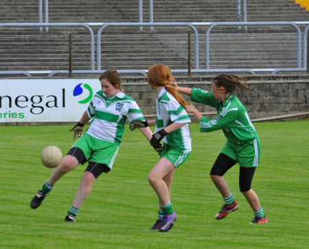 Action from the ladies under 14 match between Aodh Ruadh and MacCumhaill's.