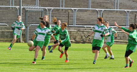 Action from the ladies under 14 match between Aodh Ruadh and MacCumhaill's.