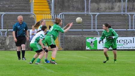 Action from the ladies under 14 match between Aodh Ruadh and MacCumhaill's.