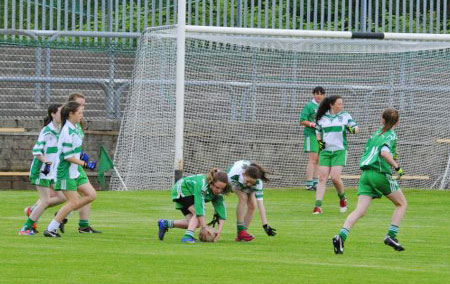 Action from the ladies under 14 match between Aodh Ruadh and MacCumhaill's.