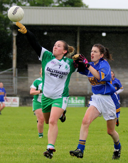 Action from the ladies senior match between Aodh Ruadh and Kilcar.