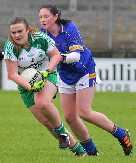 Action from the ladies senior match between Aodh Ruadh and Kilcar.