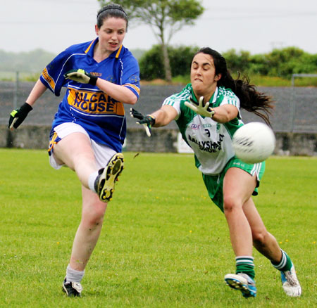 Action from the ladies senior match between Aodh Ruadh and Kilcar.