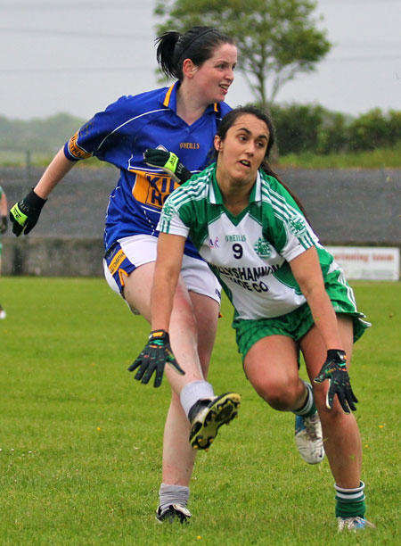 Action from the ladies senior match between Aodh Ruadh and Kilcar.
