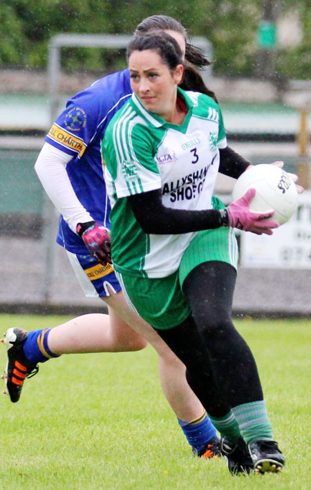 Action from the ladies senior match between Aodh Ruadh and Kilcar.