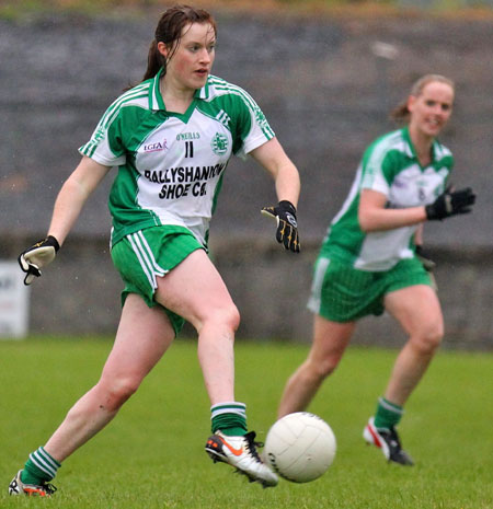 Action from the ladies senior match between Aodh Ruadh and Kilcar.