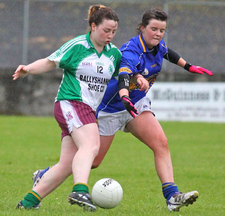 Action from the ladies senior match between Aodh Ruadh and Kilcar.