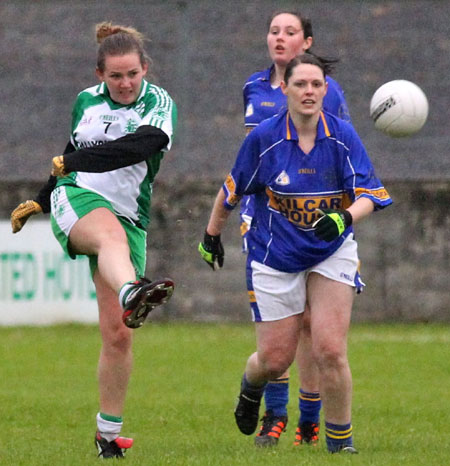 Action from the ladies senior match between Aodh Ruadh and Kilcar.