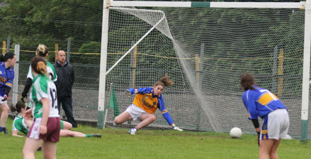 Action from the ladies senior match between Aodh Ruadh and Kilcar.