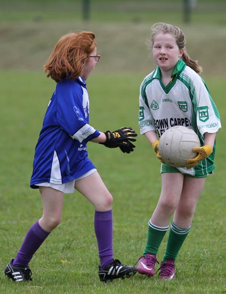Action from the ladies under 10 and under 8 match between Aodh Ruadh and Four Masters.