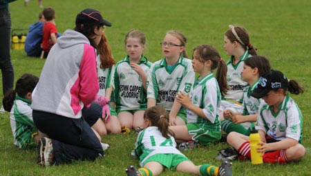 Action from the ladies under 10 and under 8 match between Aodh Ruadh and Four Masters.