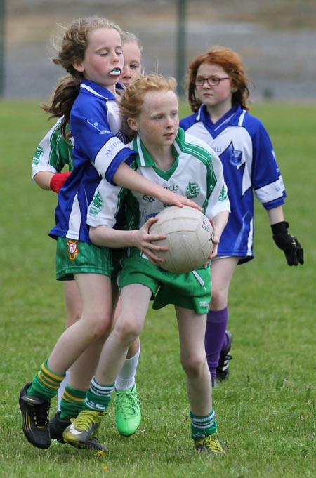 Action from the ladies under 10 and under 8 match between Aodh Ruadh and Four Masters.