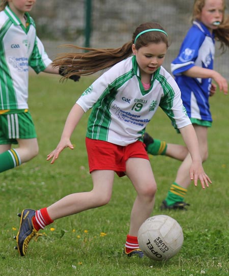 Action from the ladies under 10 and under 8 match between Aodh Ruadh and Four Masters.