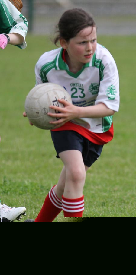 Action from the ladies under 10 and under 8 match between Aodh Ruadh and Four Masters.