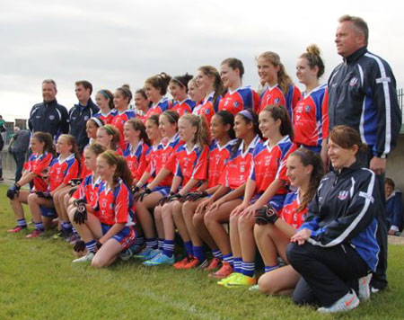 Action from the ladies under 14 match between Aodh Ruadh and New York.