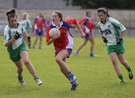 Action from the ladies under 14 match between Aodh Ruadh and New York.