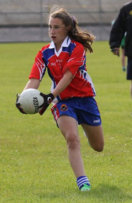 Action from the ladies under 14 match between Aodh Ruadh and New York.