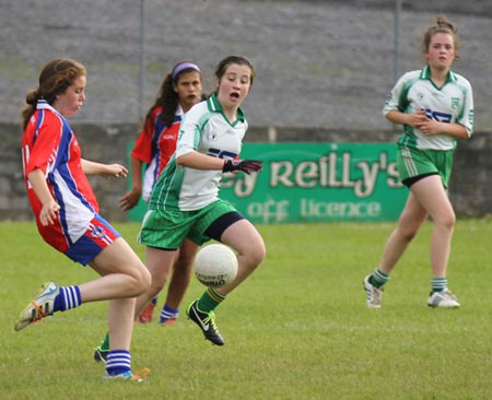 Action from the ladies under 14 match between Aodh Ruadh and New York.