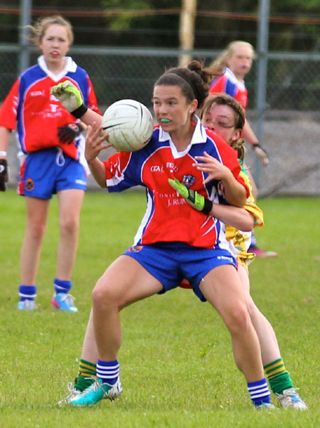 Action from the ladies under 14 match between Donegal and New York.