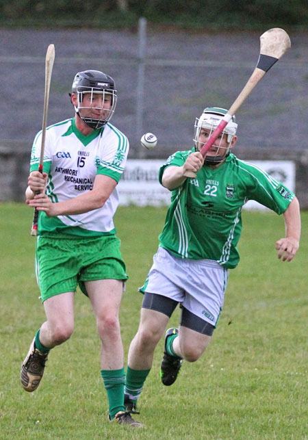 Action from the senior hurling championship game against MacCumhaill's.
