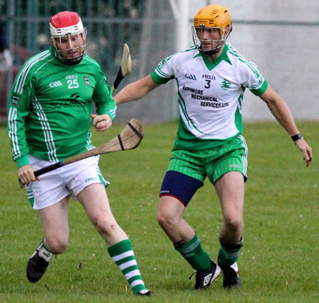 Action from the senior hurling championship game against MacCumhaill's.