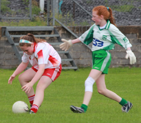 Action from the under 14 ladies match between Aodh Ruadh and Glenfin.