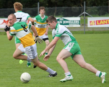 Action from the intermediate reserve championship game between Aodh Ruadh and Buncrana.