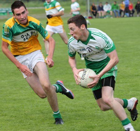 Action from the intermediate reserve championship game between Aodh Ruadh and Buncrana.