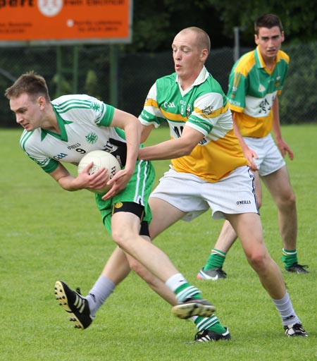 Action from the intermediate reserve championship game between Aodh Ruadh and Buncrana.