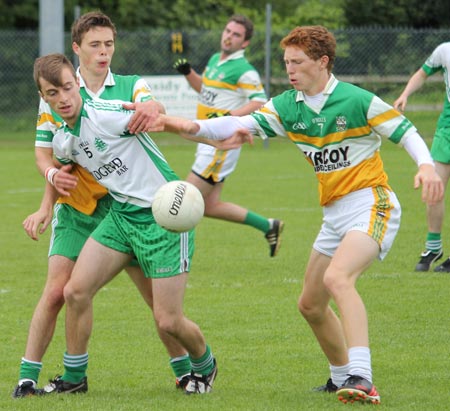 Action from the intermediate reserve championship game between Aodh Ruadh and Buncrana.