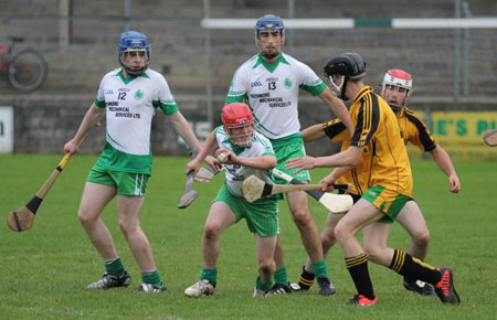 Action from the senior clash between Aodh Ruadh and Saint Eunan's.