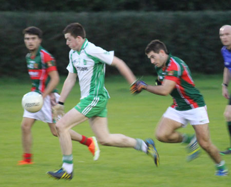 Action from the under 21 B Championship game between Aodh Ruadh and Carndonagh.