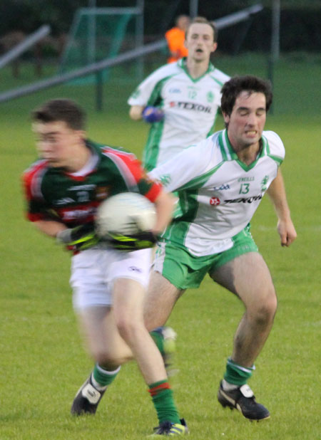 Action from the under 21 B Championship game between Aodh Ruadh and Carndonagh.