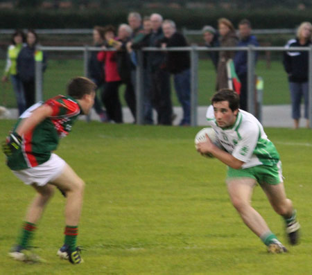 Action from the under 21 B Championship game between Aodh Ruadh and Carndonagh.